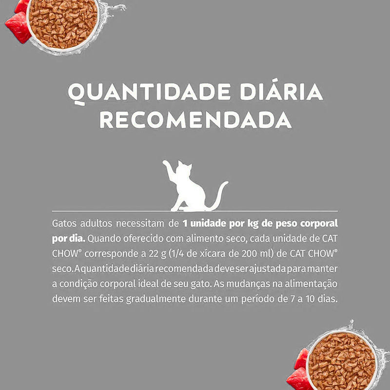 Ração Úmida Cat Chow para Gatos Adultos sabor Carne ao Molho 85g