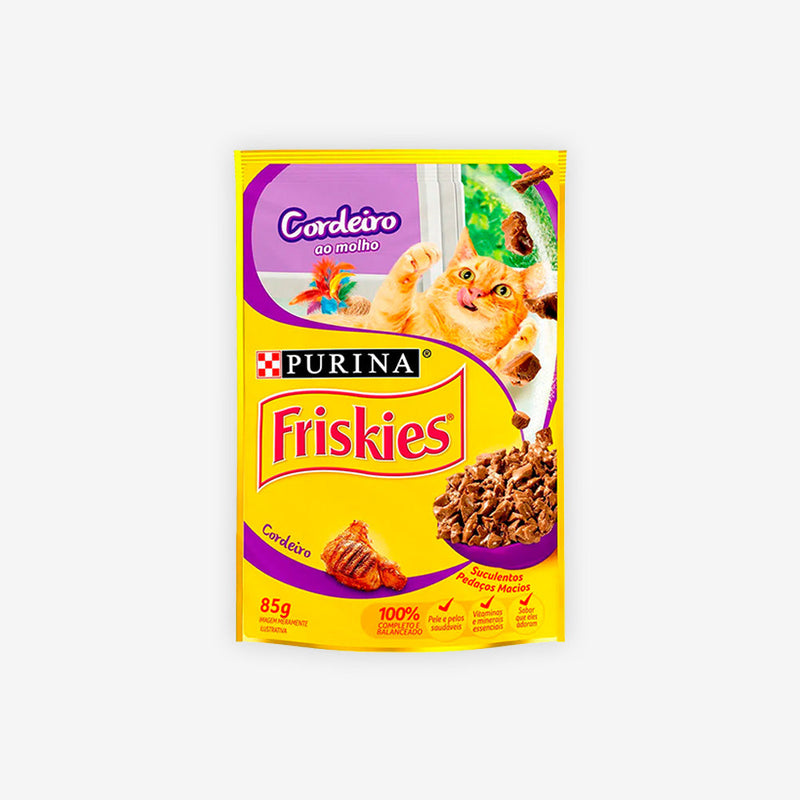 Ração Úmida Friskies para Gatos Adultos sabor Cordeiro ao Molho 85g