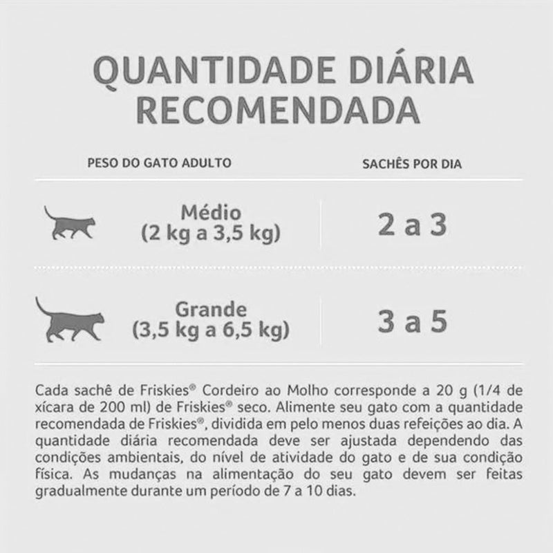 Ração Úmida Friskies para Gatos Adultos sabor Cordeiro ao Molho 85g