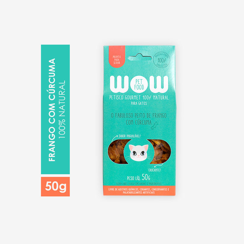 Petisco Natural WOW sabor Peito de Frango com Cúrcuma para Gatos 50g