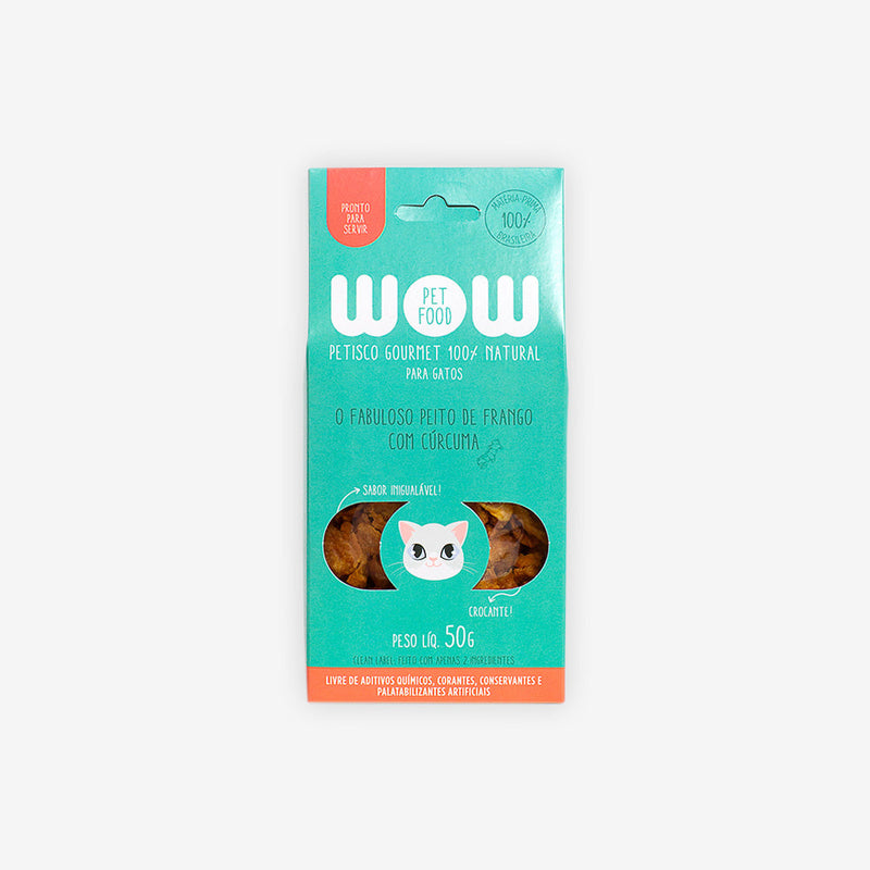 Petisco Natural WOW sabor Peito de Frango com Cúrcuma para Gatos 50g