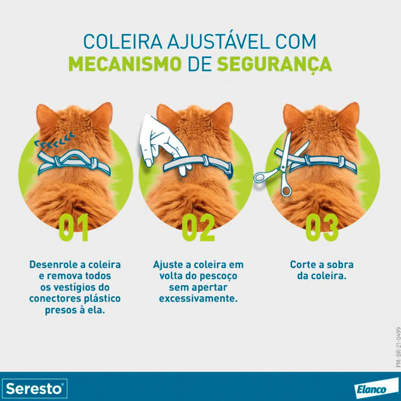 Coleira Antipulgas e Carrapatos Seresto para Gatos até 8kg