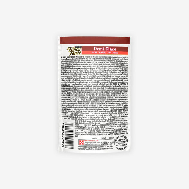 Ração Úmida Fancy Feast para Gatos Adultos sabor Demi Glace de Carne 85g